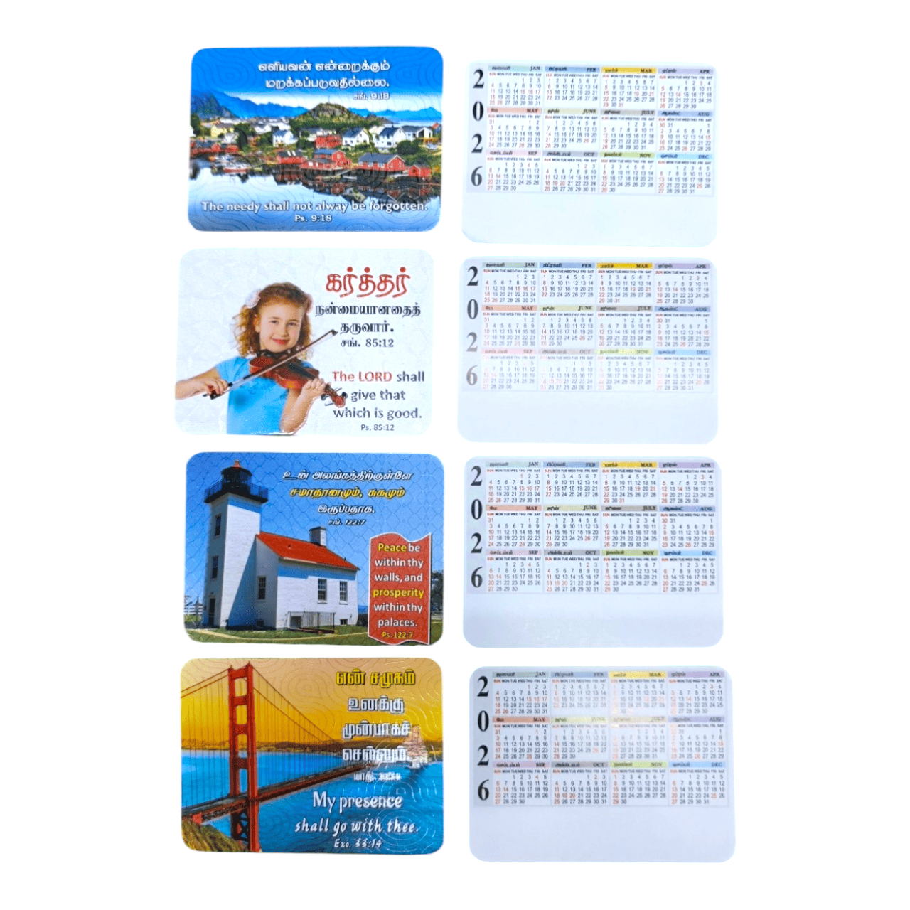 2026 Different Promise Words Pocket Calendar in Tamil & English (100 Nos) – 3D Lamination, Bilingual Scripture Cards for Daily Devotion & Christian Gifts
