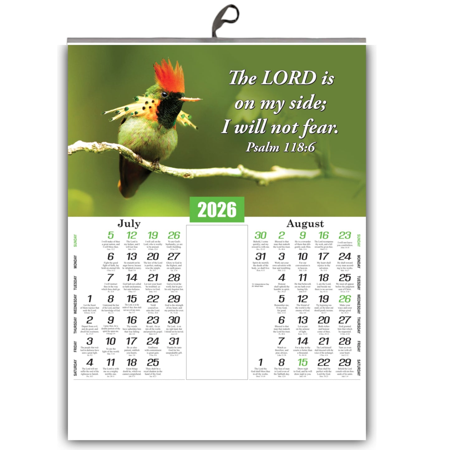 2026 English Baby Calendar: Beautiful Flowers, Birds, and Inspirational Promise Words | 15x20 Inch Premium Glossy Wall Calendar