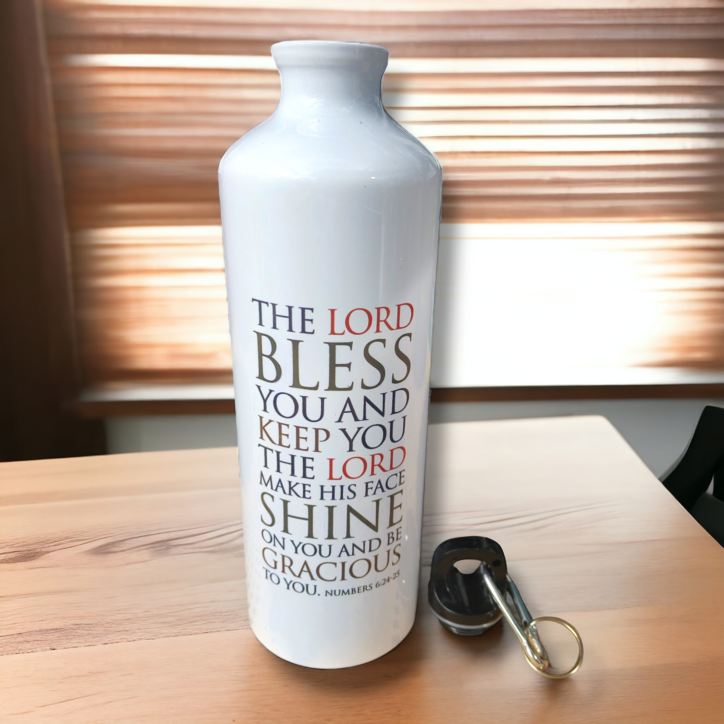Aluminum Sports Bottle | Bible Verses Printed ( Numbers 6 : 24:25 ) | 700ml | White Blank | Travel Sports Water Bottles