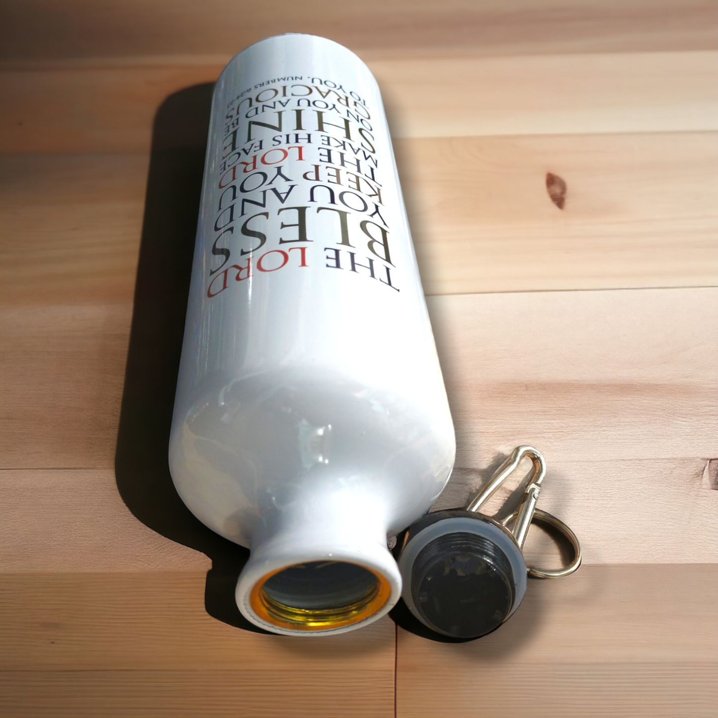 Aluminum Sports Bottle | Bible Verses Printed ( Numbers 6 : 24:25 ) | 700ml | White Blank | Travel Sports Water Bottles