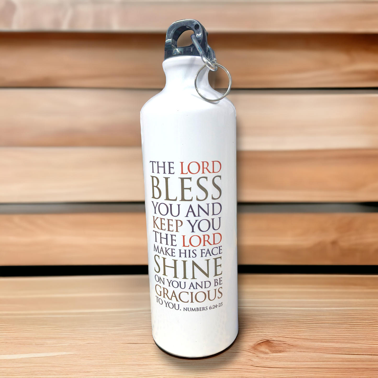 Aluminum Sports Bottle | Bible Verses Printed ( Numbers 6 : 24:25 ) | 700ml | White Blank | Travel Sports Water Bottles