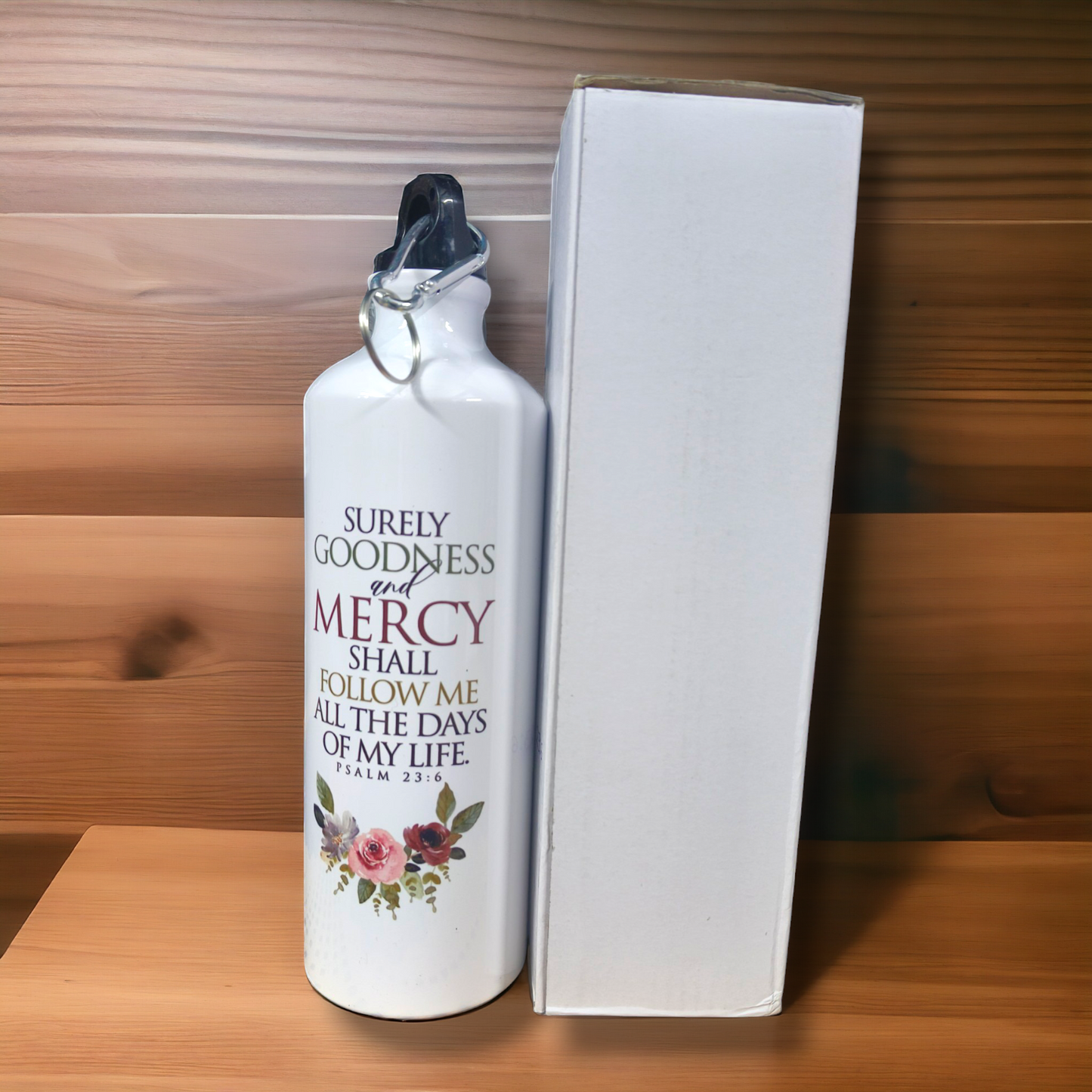 Aluminum Sports Bottle | Bible Verses Printed ( Paslm 23 : 6 ) | 700ml | White Blank | Travel Sports Water Bottles