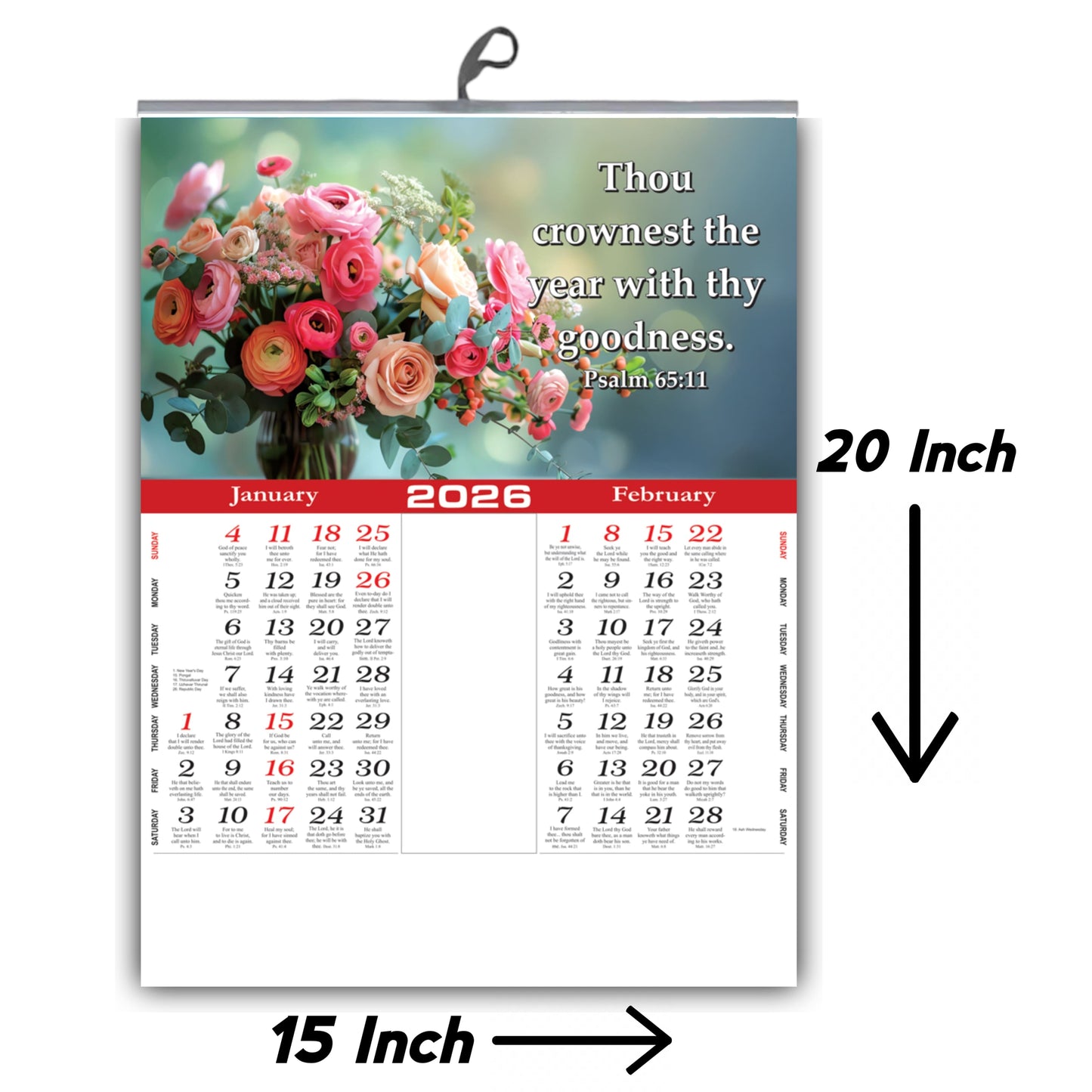 2026 "A Year of Wonder" Wall Calendar | Cute Baby, Flowers & Birds with Heartwarming Quotes 15x20 Inch Premium Glossy Wall Calendar