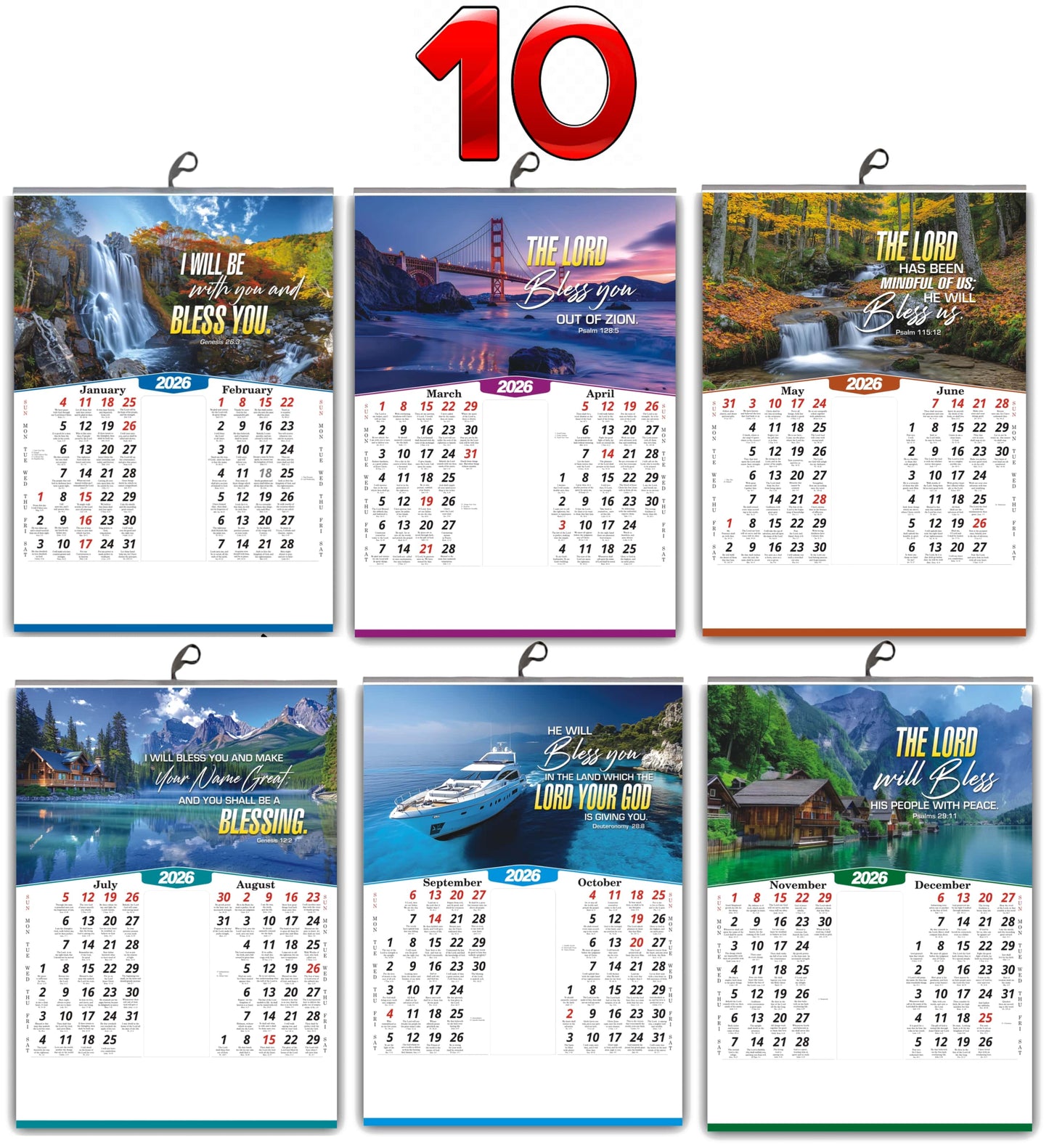 2026 Nature Wall Calendar in English | Positive Promise Quotes | Flowers Birds Artwork | Premium Glossy Art Paper