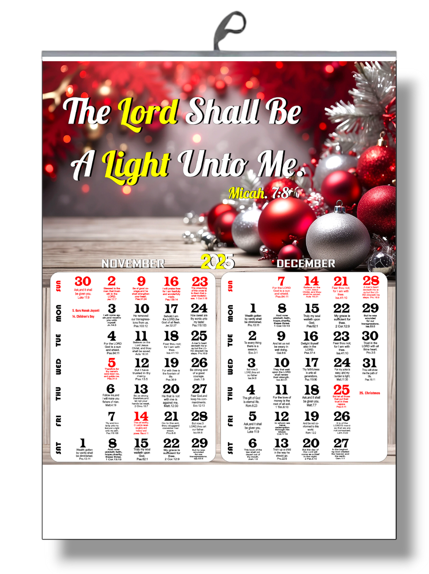 2025 Wall Calendar Featuring Beautiful Bible Verses & Colorful Images - Wholesale Available