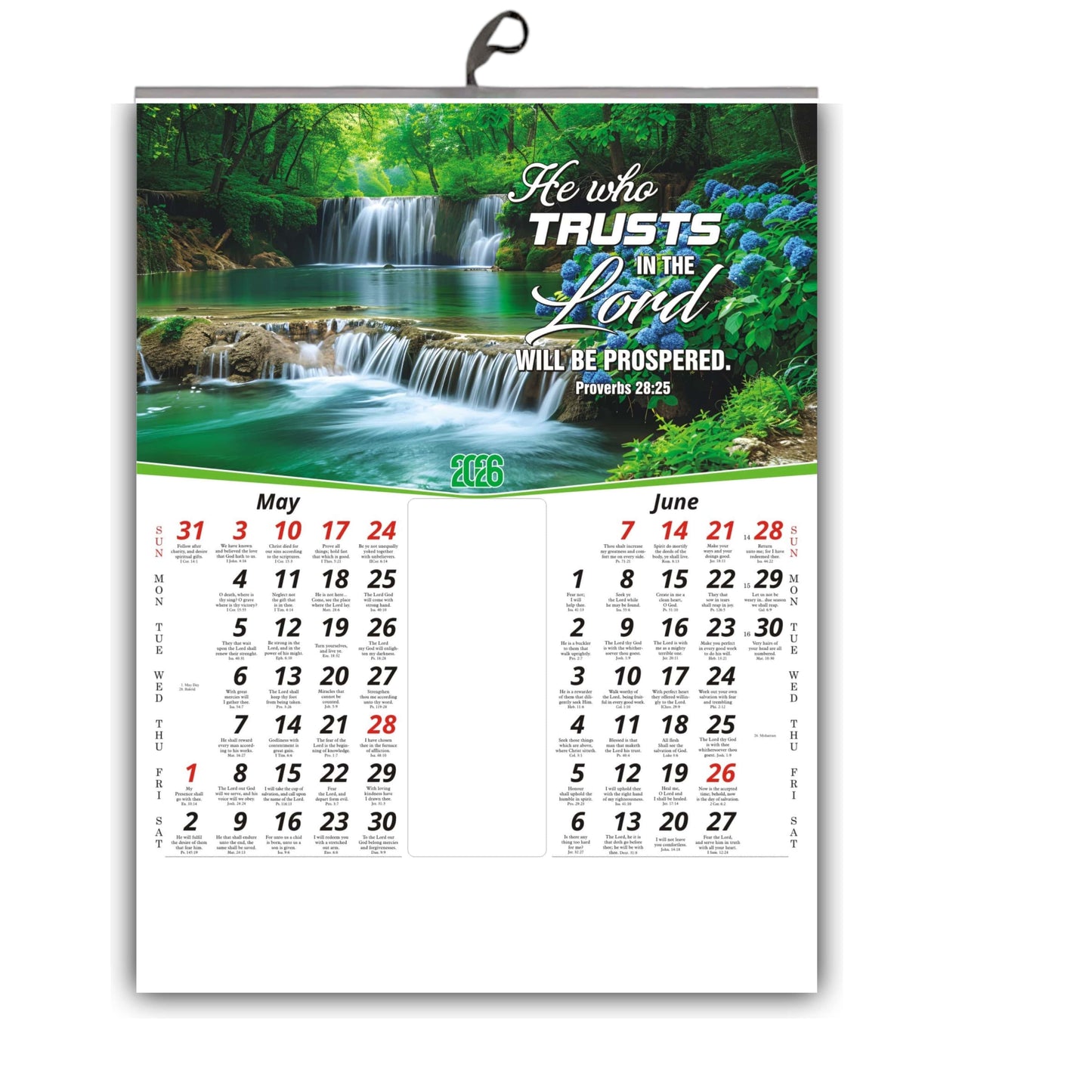 Best 2026 English Calendar with Flowers Birds Images and Motivational English Promise Words - 15x20 Inch Glossy Wall Decor
