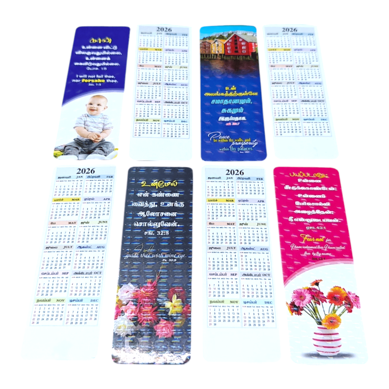 2026 Bilingual Bible Bookmarks (100 Pack) Tamil & English | Captivating 3D Lamination Finish