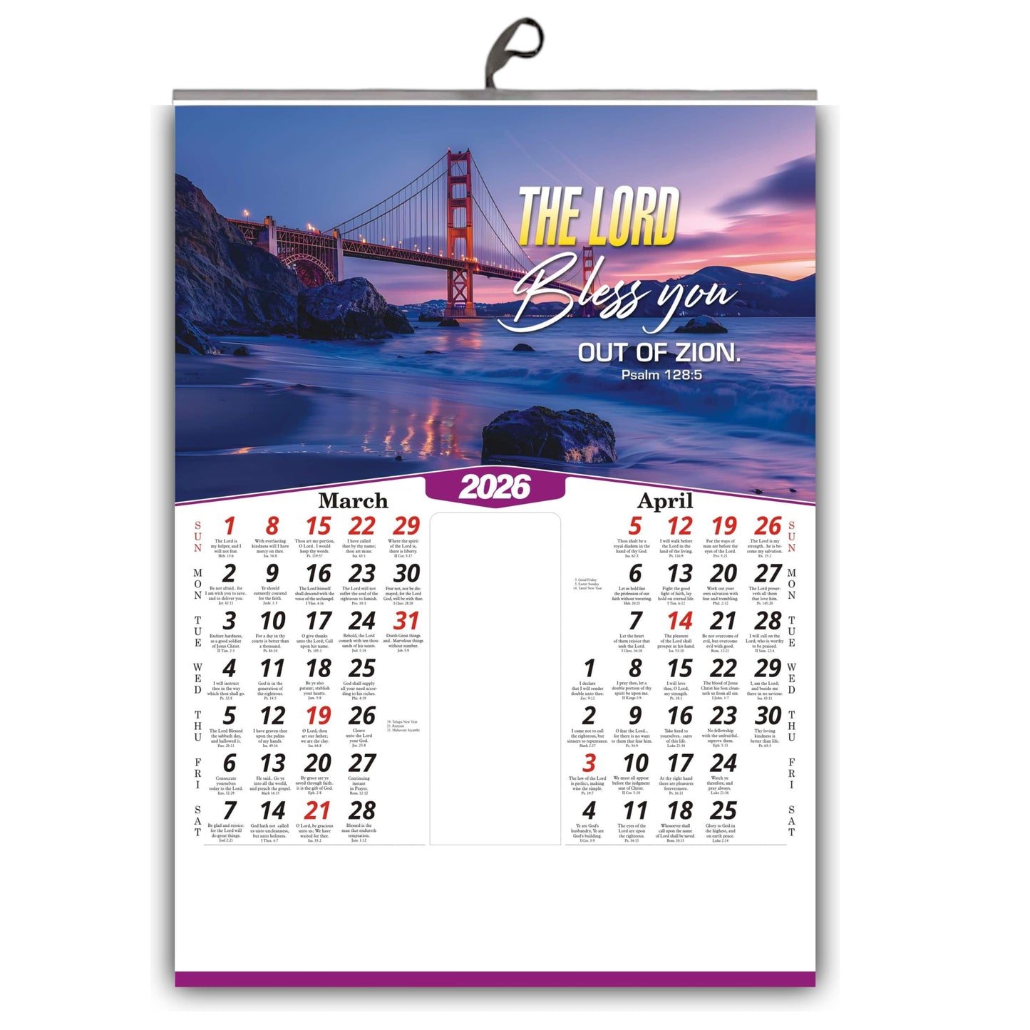 2026 Nature Wall Calendar in English | Positive Promise Quotes | Flowers Birds Artwork | Premium Glossy Art Paper
