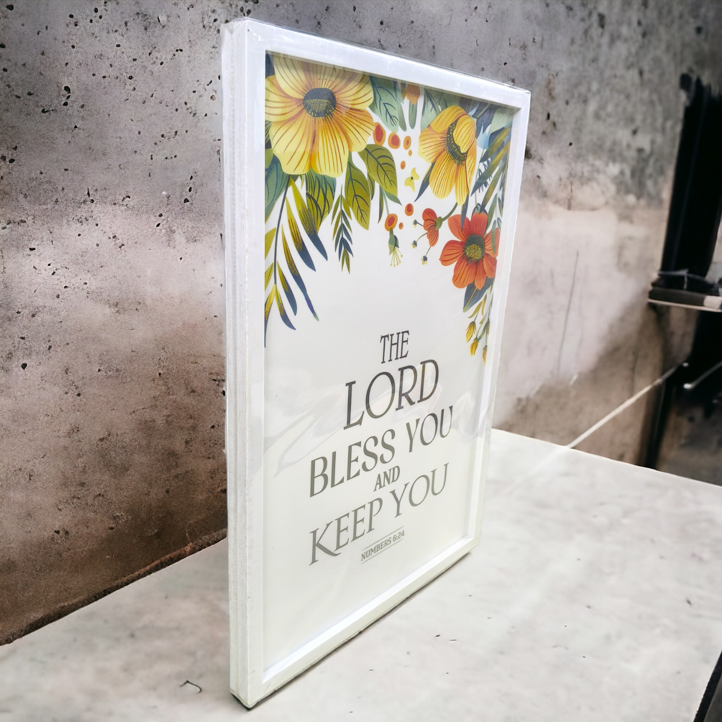 Premium English Bible Verses Photo Frame | Hanging Frame | High Quality | Best Gift For Home Decor | Numbers 6:24 | 13 inch × 19 inch
