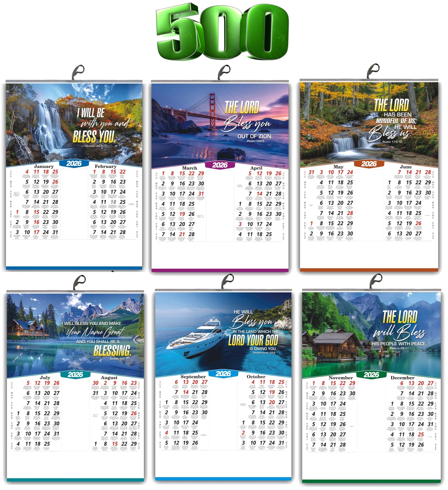 2026 Nature Wall Calendar in English | Positive Promise Quotes | Flowers Birds Artwork | Premium Glossy Art Paper