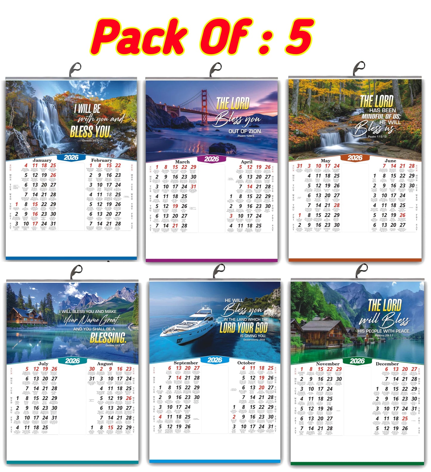 2026 Nature Wall Calendar in English | Positive Promise Quotes | Flowers Birds Artwork | Premium Glossy Art Paper