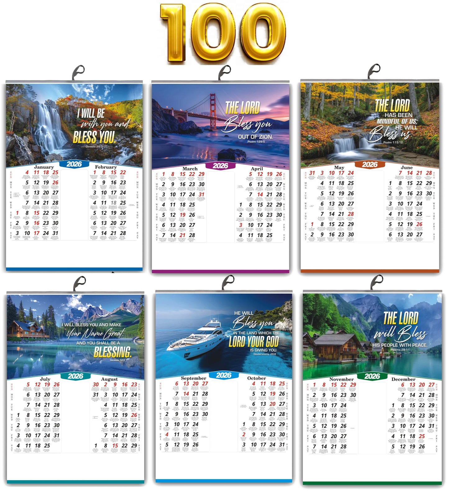 2026 Nature Wall Calendar in English | Positive Promise Quotes | Flowers Birds Artwork | Premium Glossy Art Paper
