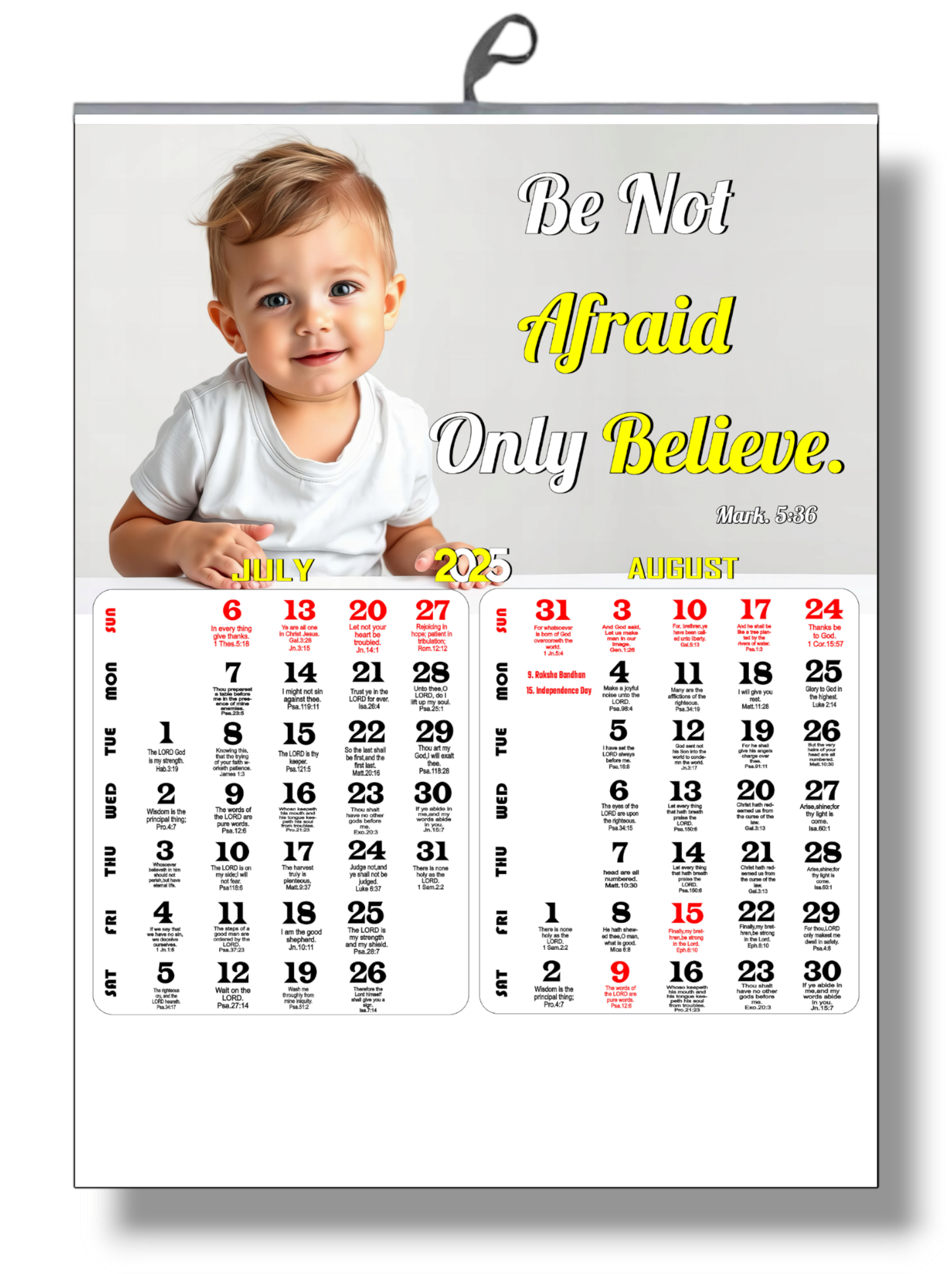 2025 Wall Calendar Featuring Beautiful Bible Verses & Colorful Images - Wholesale Available