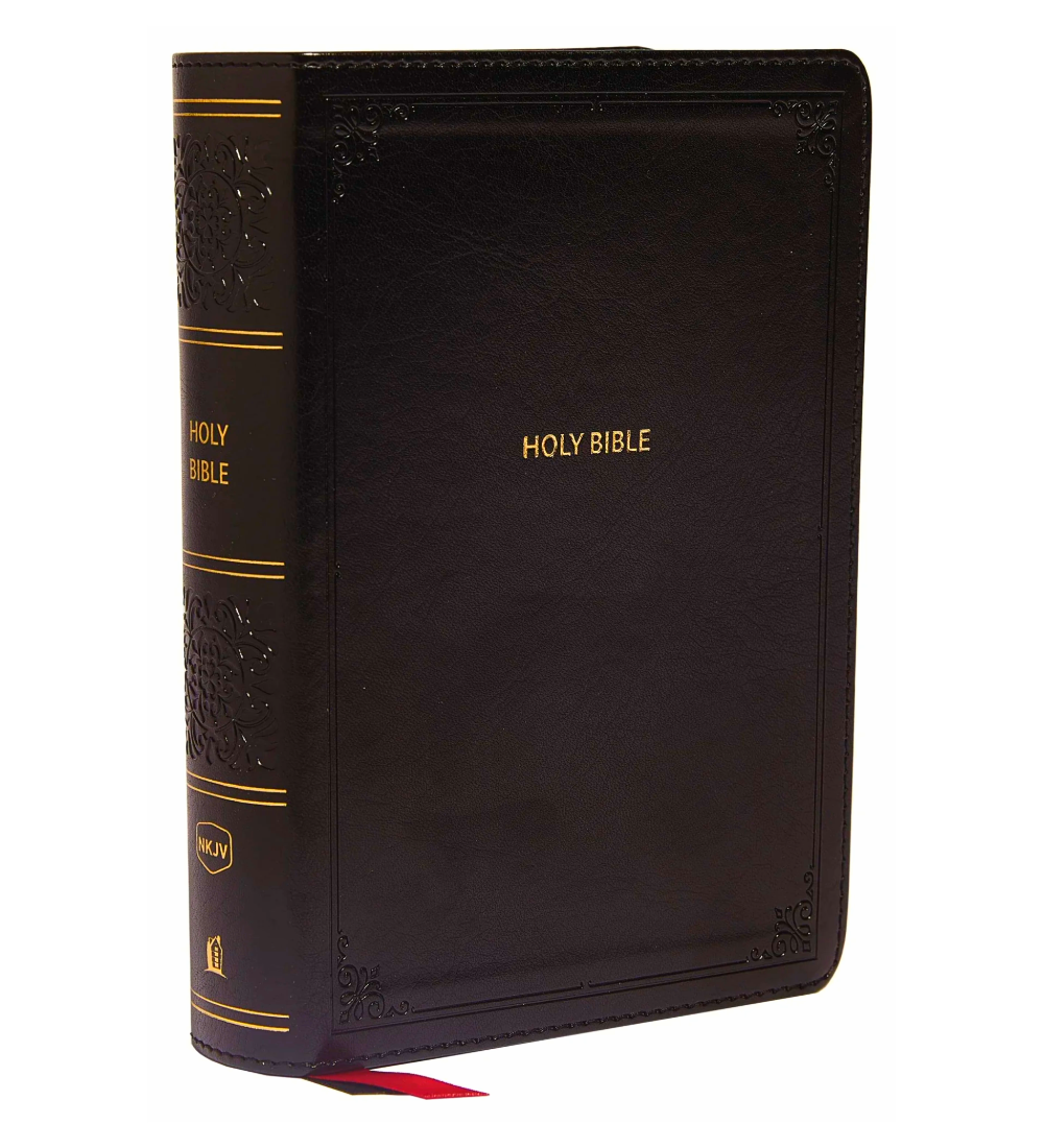 NKJV, Deluxe Thinline Reference Bible | Black Leathersoft | Red Letter Comfort Print | Holy Bible New King James Version