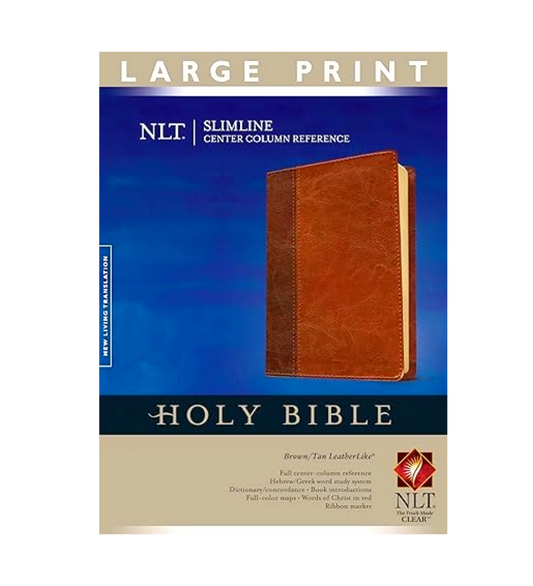 NLT Slimline Center Column | Reference Bible | Brown Leather Attractive Design Edition | Large Print | With Red Letter Edition | New Edition