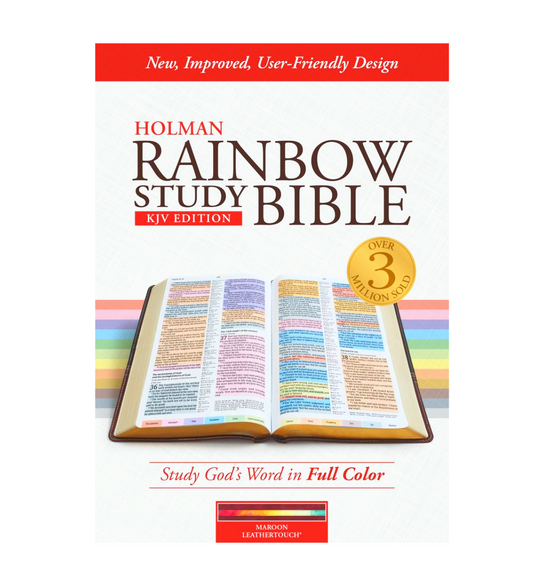 KJV Holman Rainbow Study Bible | Black Leather Touch | With Zip Edition | New Edition
