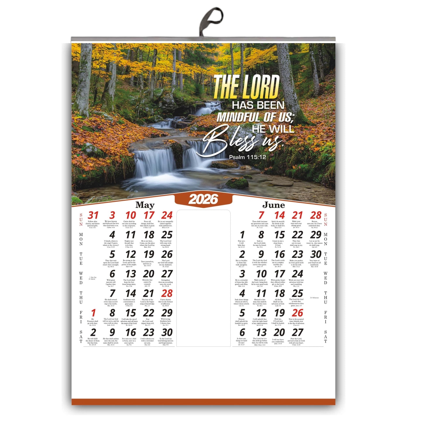 2026 Nature Wall Calendar in English | Positive Promise Quotes | Flowers Birds Artwork | Premium Glossy Art Paper