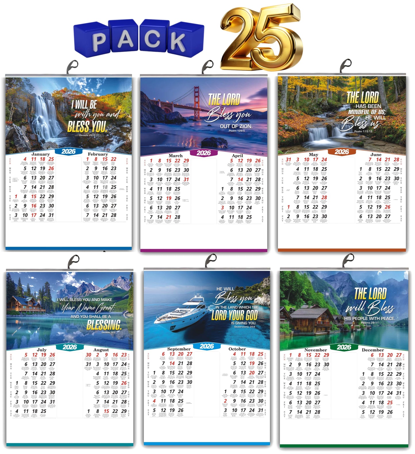 2026 Nature Wall Calendar in English | Positive Promise Quotes | Flowers Birds Artwork | Premium Glossy Art Paper