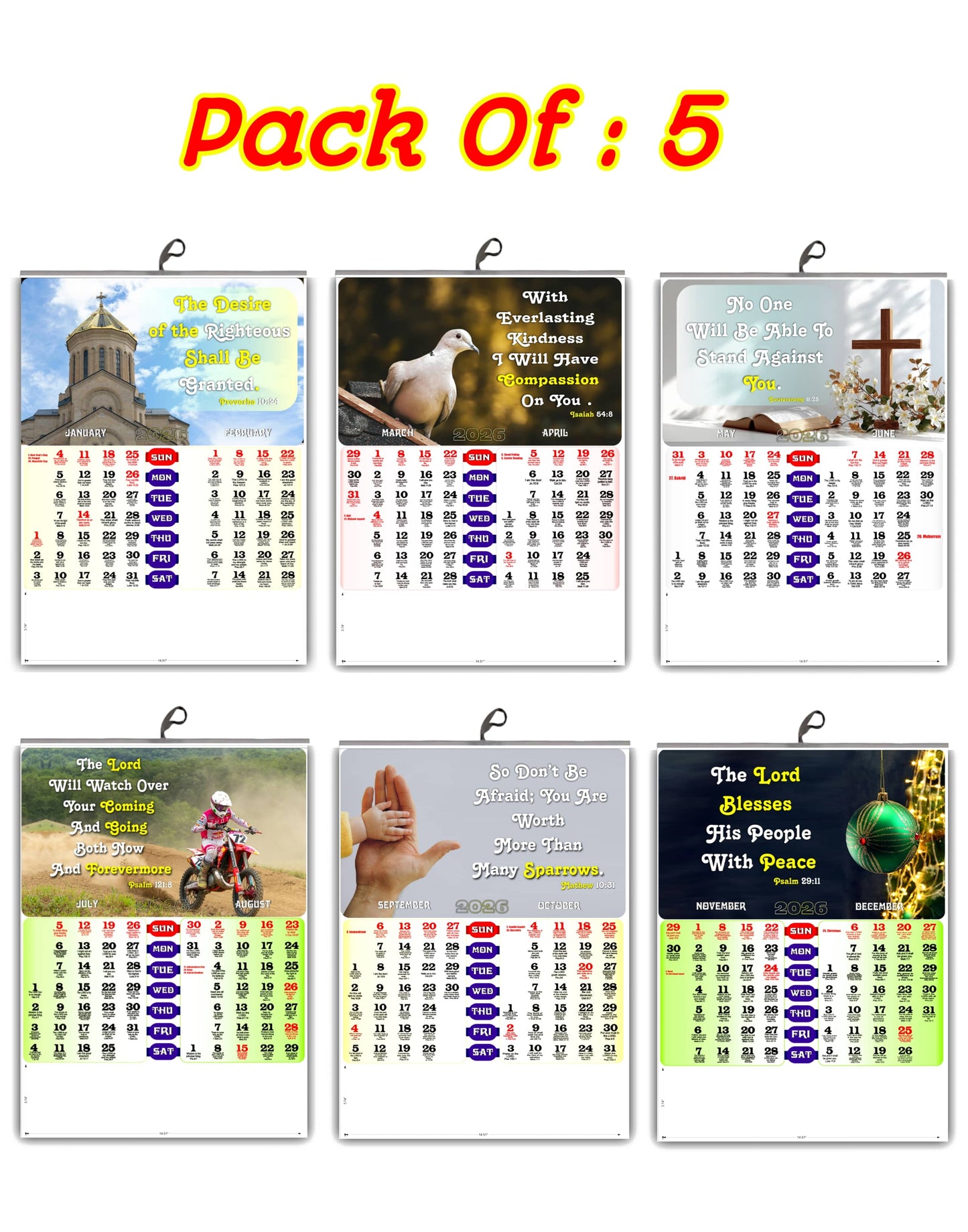 2026 Large Christian Wall Calendar 15x20 Inch | English Bible Verses on Premium Glossy Paper | 3-Page Floral & Baby Theme