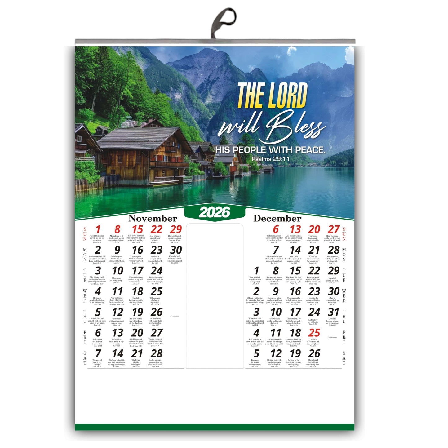 2026 Nature Wall Calendar in English | Positive Promise Quotes | Flowers Birds Artwork | Premium Glossy Art Paper
