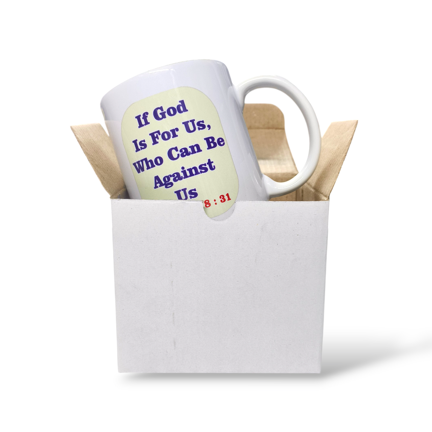 Premier Ceramic Coffee White Mug | Bible Verses Printed ( Front Side रोमियों 8 : 31 ) ( Back Side Romans 8 : 31 ) | Best Gift For Your Friend's For & Home Decor