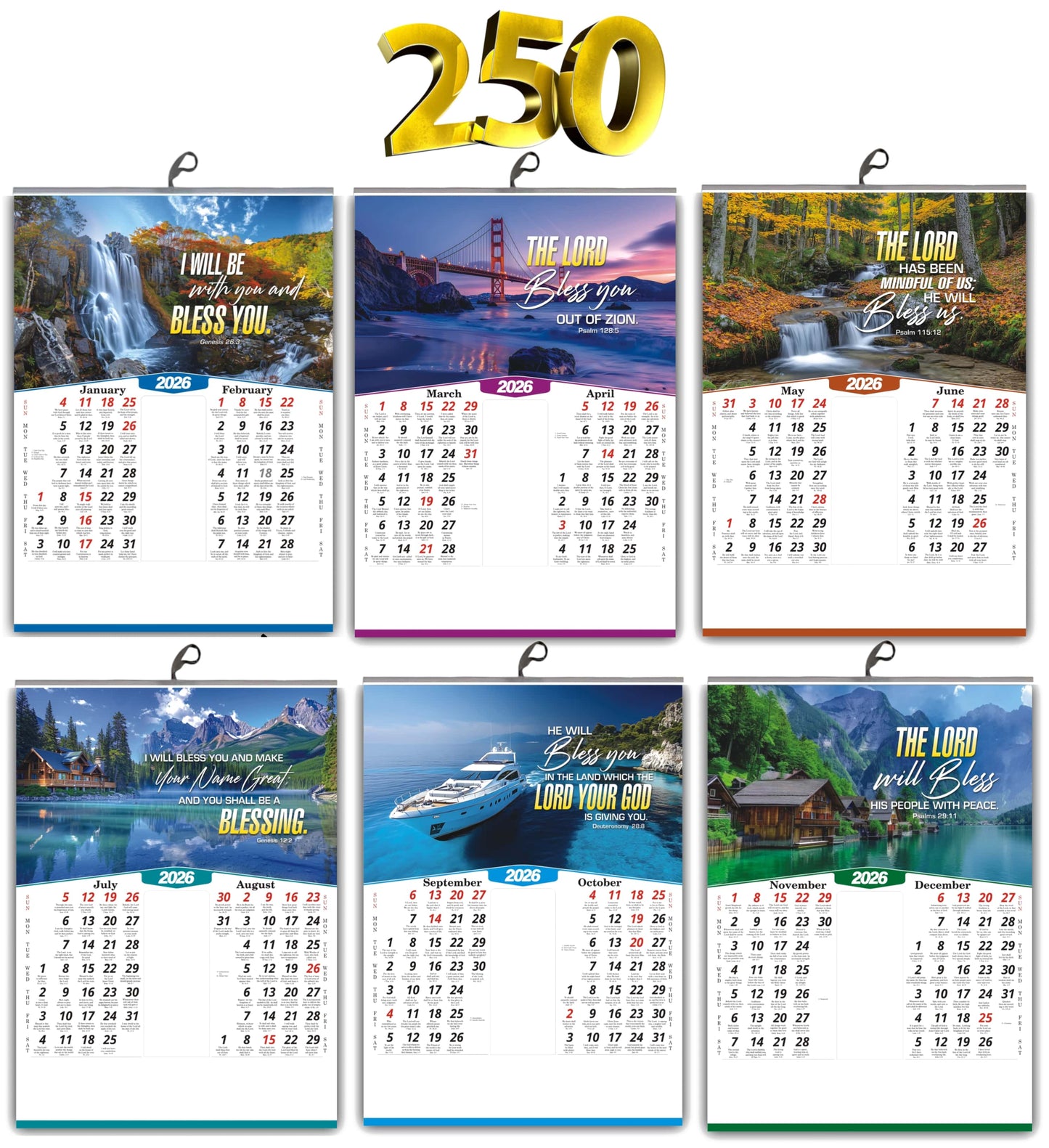 2026 Nature Wall Calendar in English | Positive Promise Quotes | Flowers Birds Artwork | Premium Glossy Art Paper