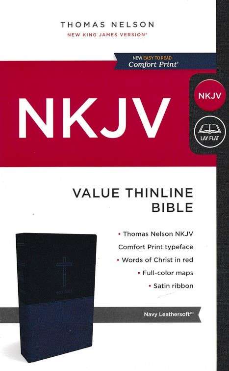 NKJV Value Thinline Bible: Navy Leathersoft