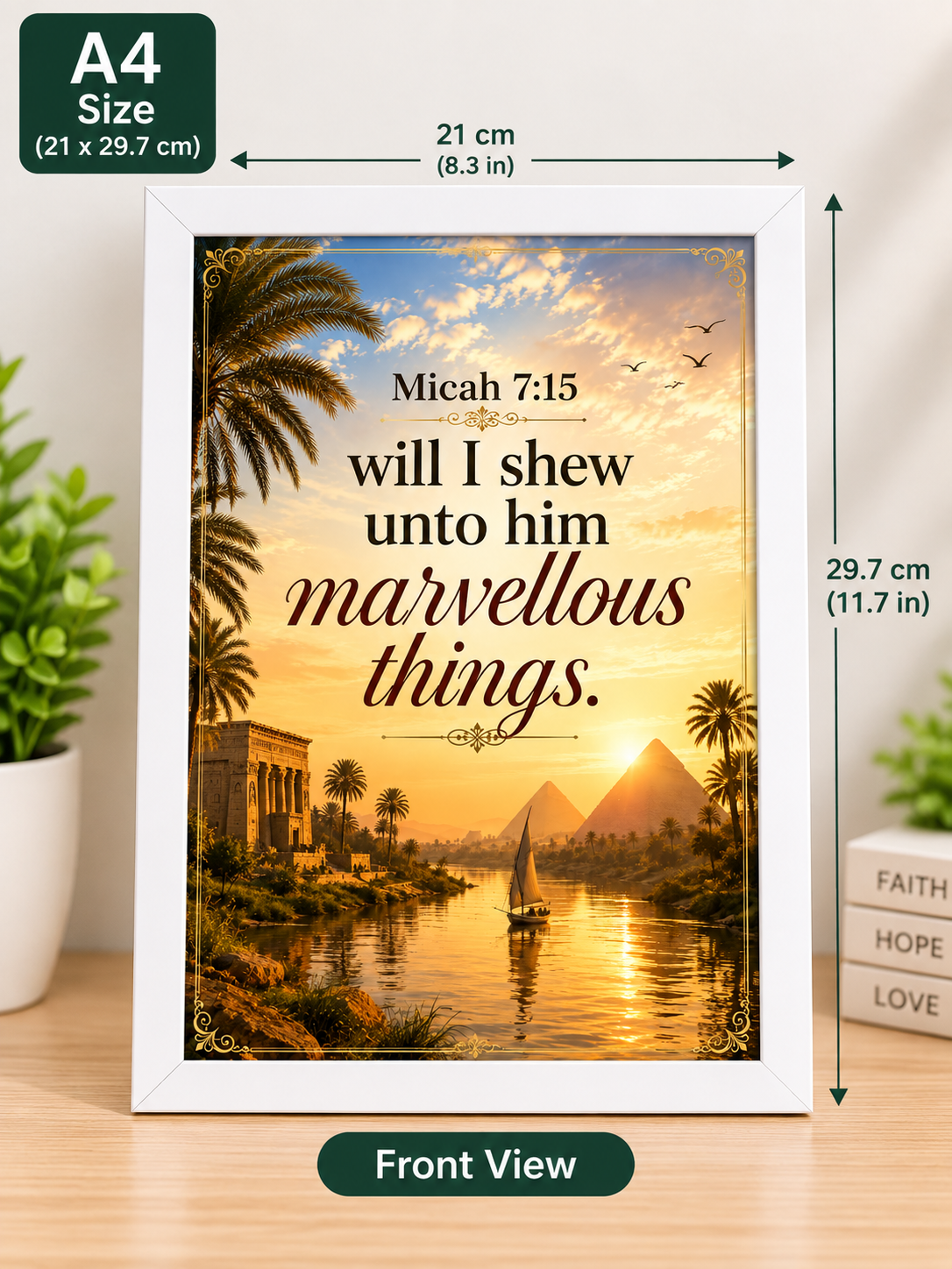 Micah 7:15 A4 White Bible Verse Frame