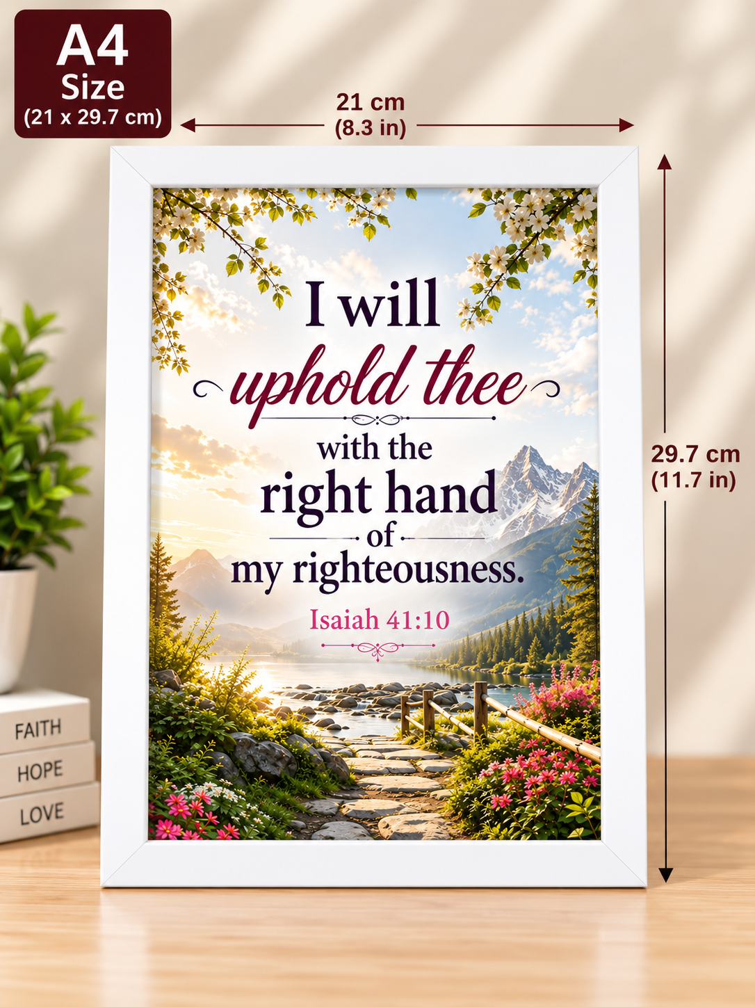 Isaiah 41:10 A4 White Bible Verse Frame