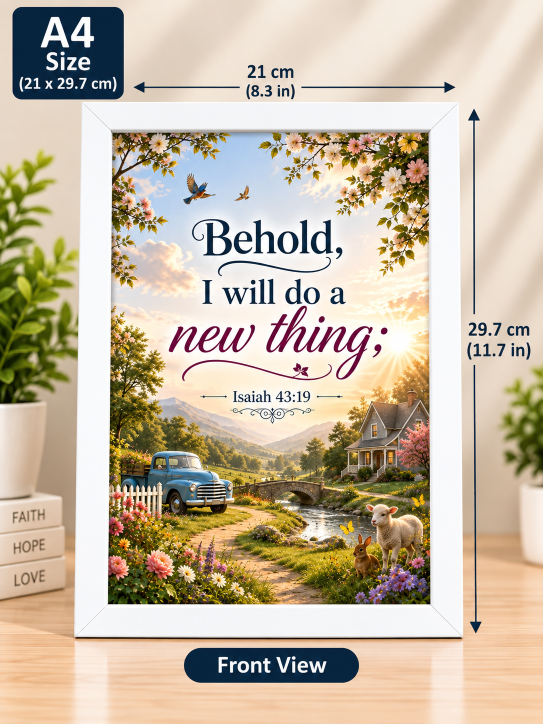 Isaiah 43:19 A4 White Bible Verse Frame