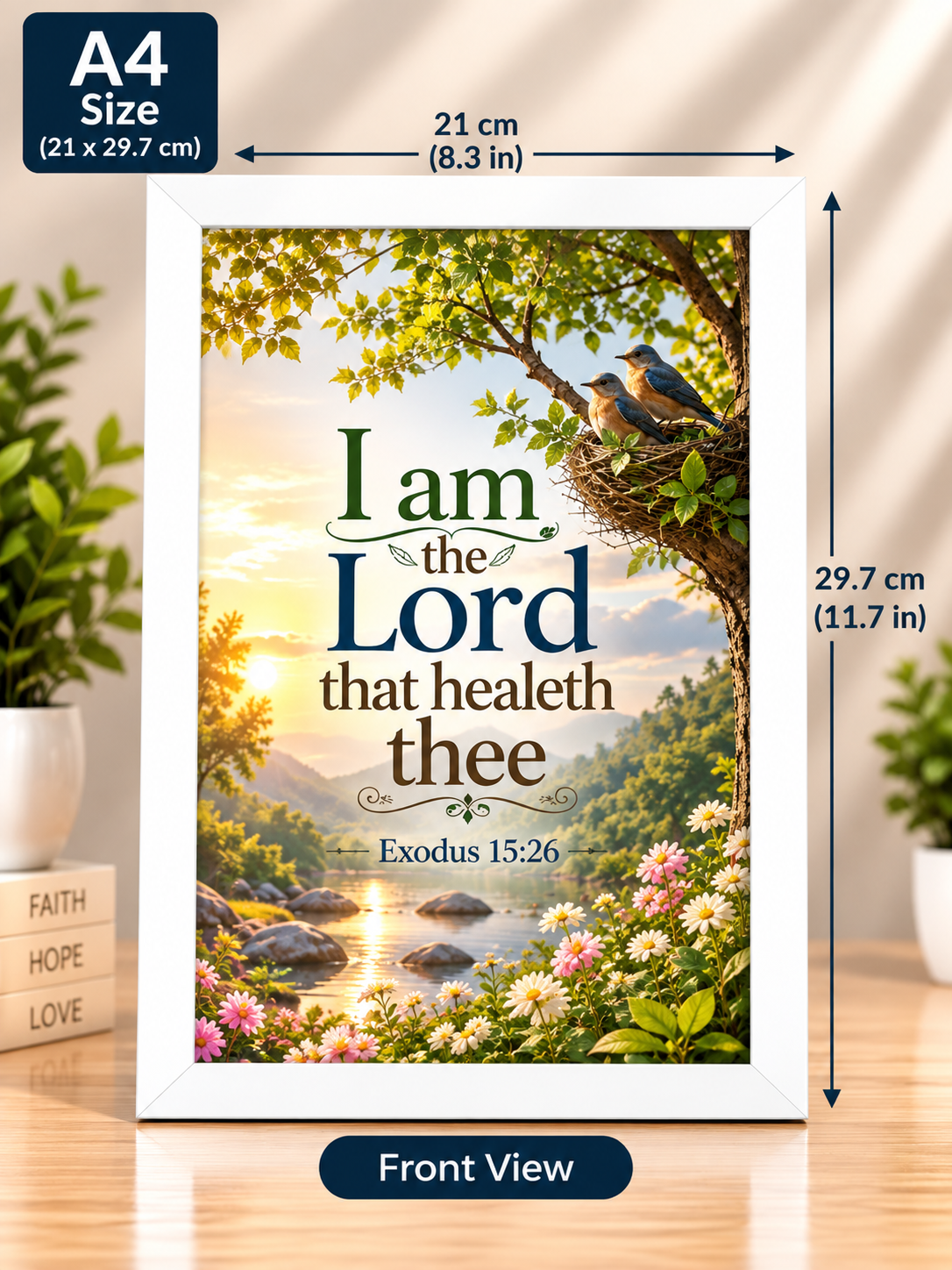 Exodus 15:26 A4 Bible Verse Frame – I Am the Lord That Healeth Thee – White