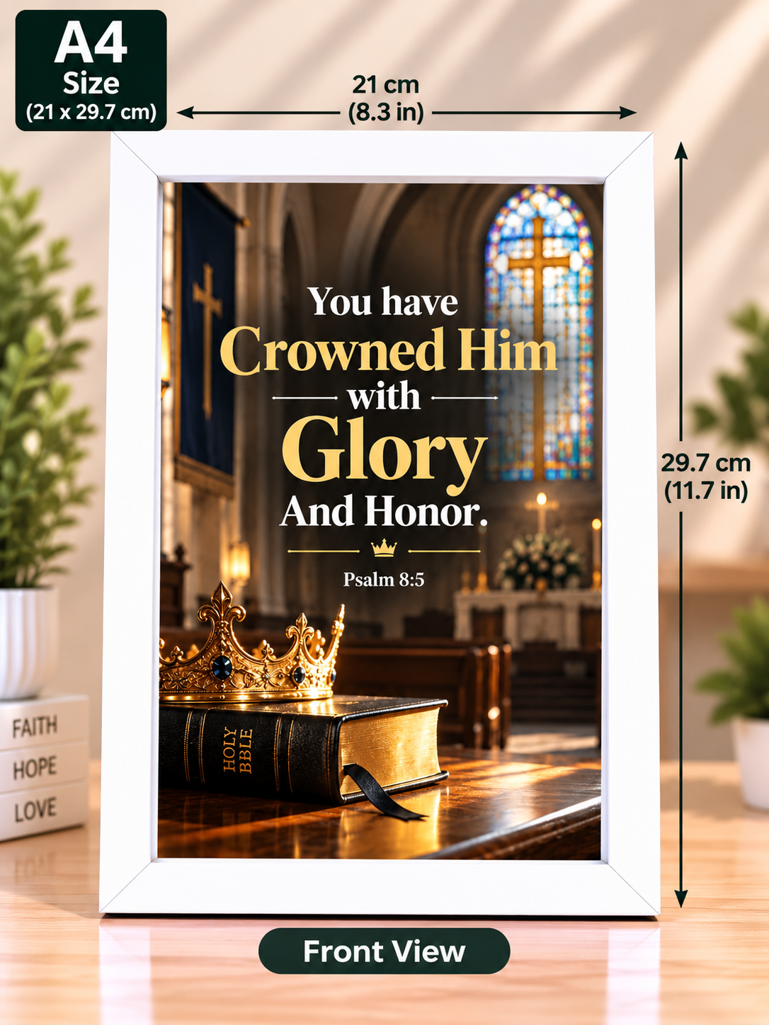 A4 Bible Verse Frame – Psalm 8:5 – White