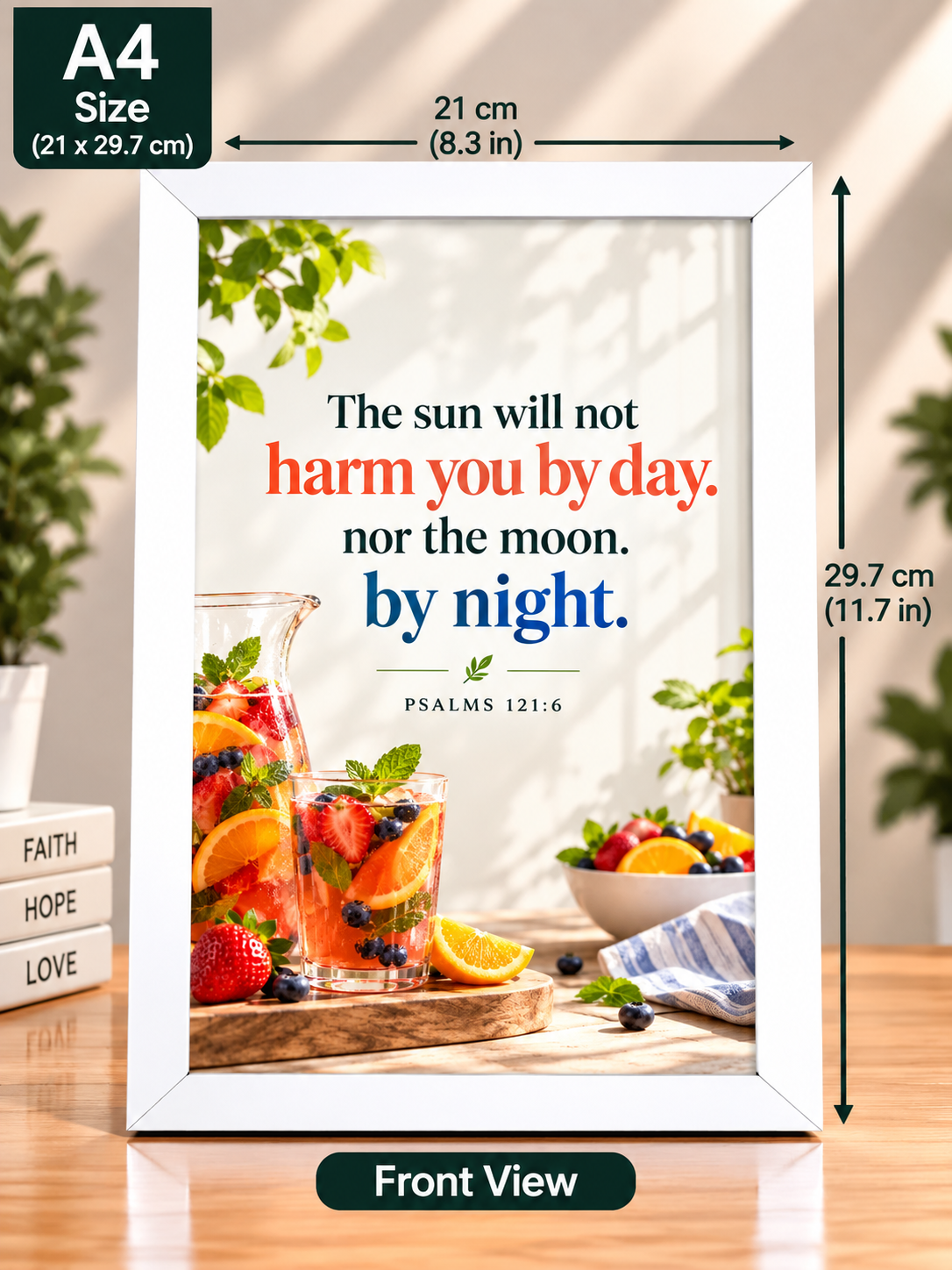 A4 Bible Verse Frame – PSALMS 121:6 – White