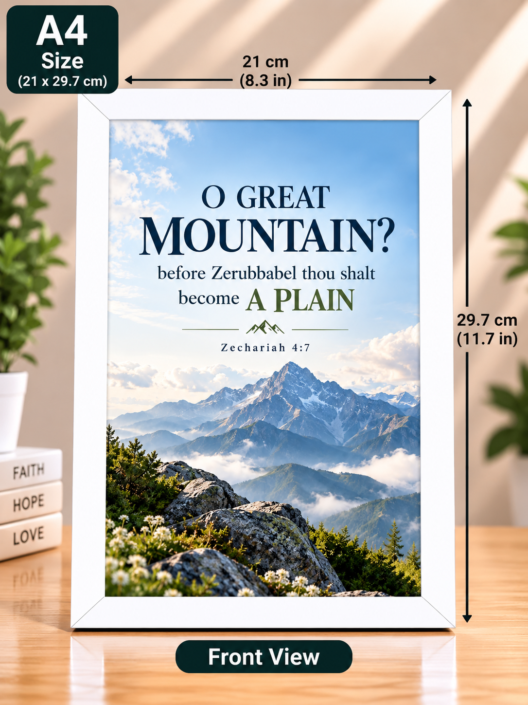 Zechariah 4:7 A4 Bible Verse Frame – O Great Mountain
