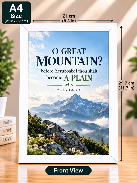 Zechariah 4:7 A4 Bible Verse Frame – O Great Mountain
