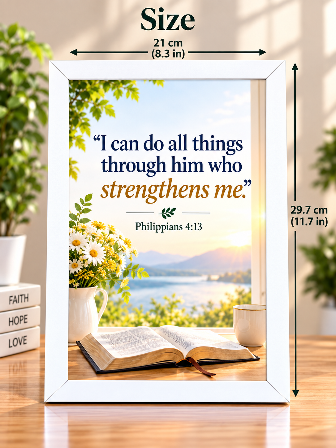 Philippians 4:13  Bible Verse Frame – White