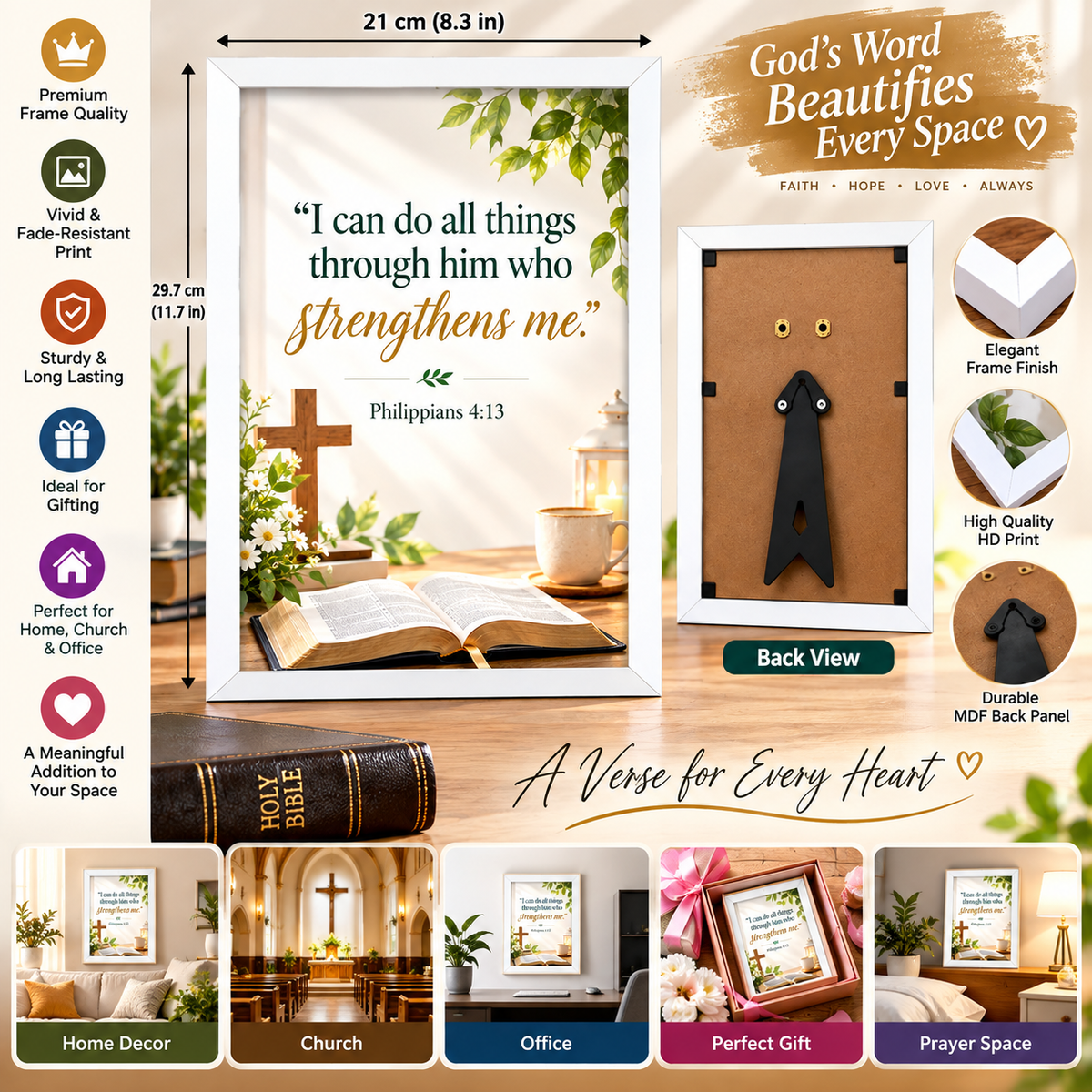 Philippians 4:13  Bible Verse Frame – Christian Wall Art