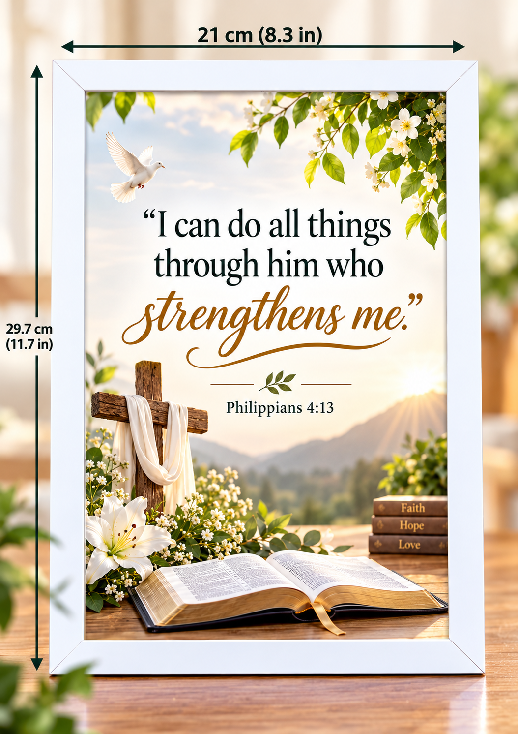 Philippians 4:13  Bible Verse Frame – Christian Wall Art
