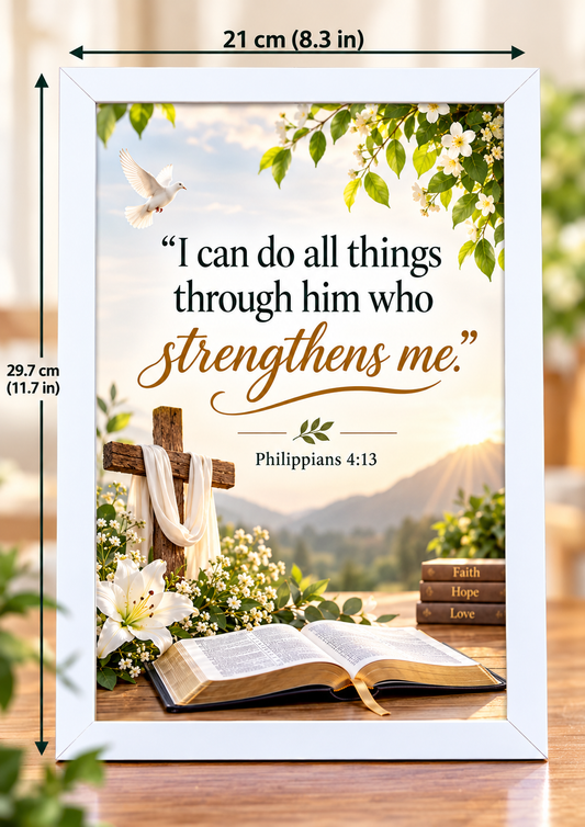 Philippians 4:13  Bible Verse Frame – Christian Wall Art