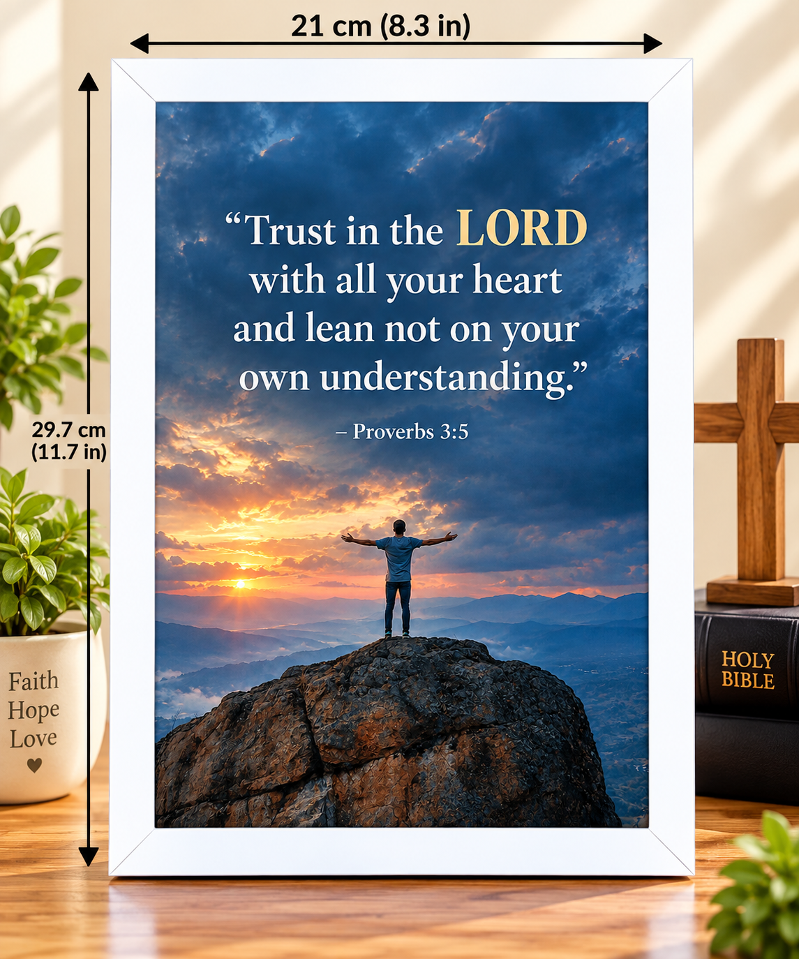 Proverbs 3:5  White Bible Verse Frame
