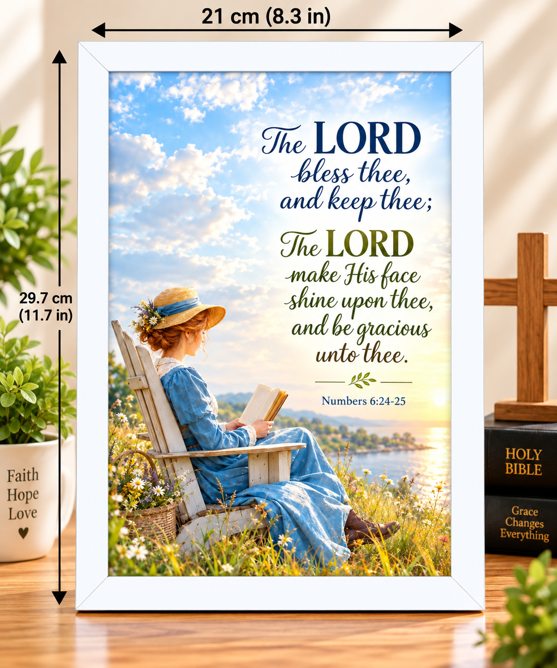 Numbers 6:24-25  White Bible Verse Frame