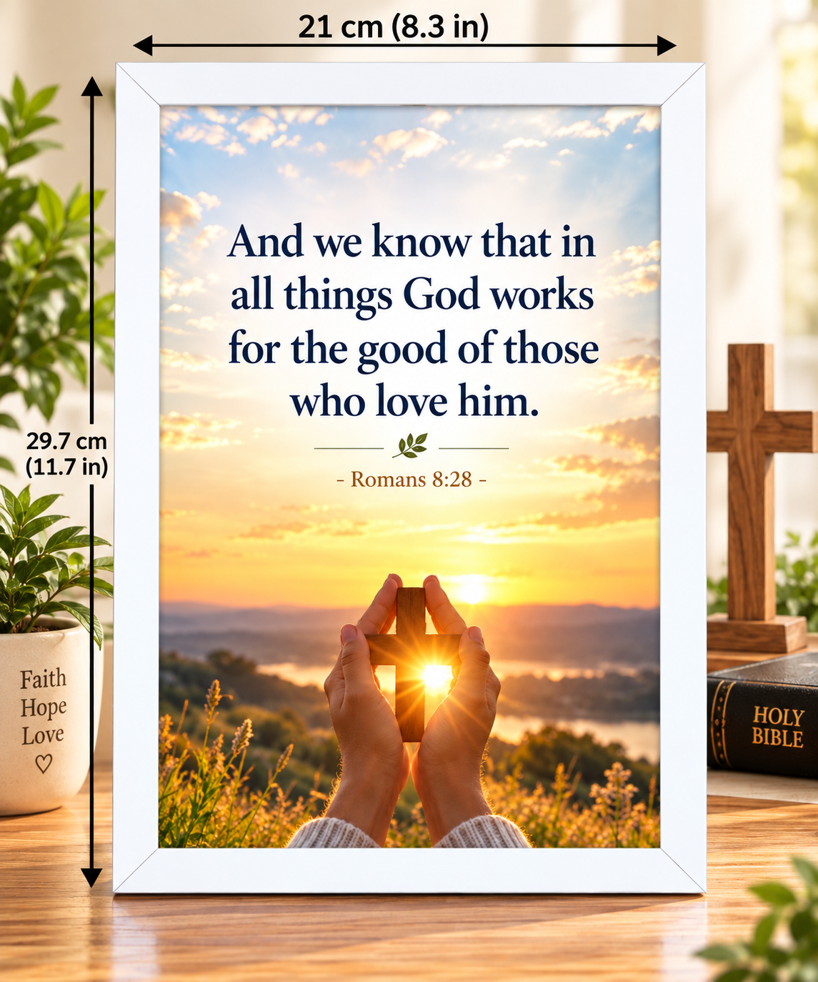 Romans 8:28 Bible Verse Frame – God Works for Good