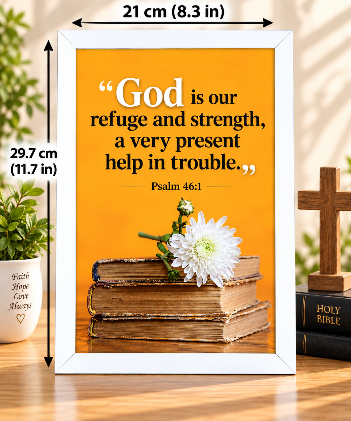 Psalm 46:1 Bible Verse Frame – 21 × 29.7 cm