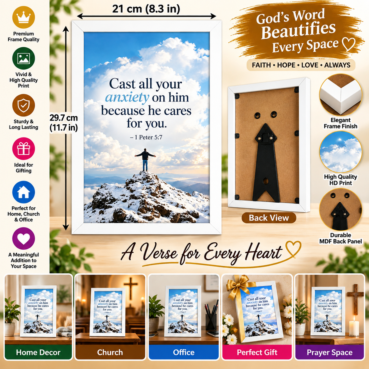 1 Peter 5:7  Bible Verse Frame – Cast Your Anxiety