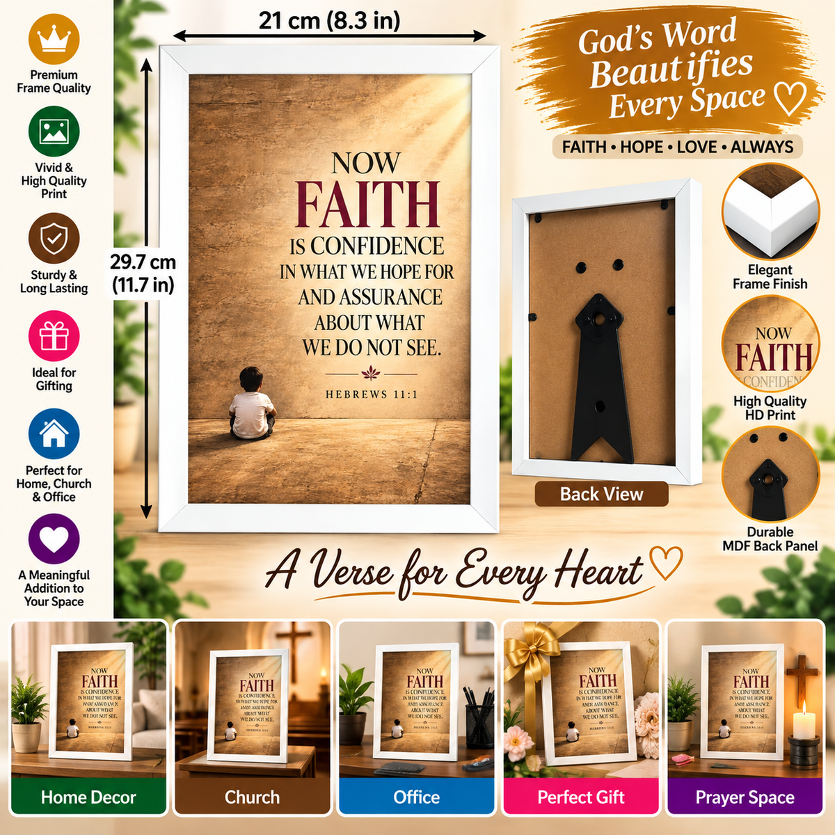 Hebrews 11:1  Bible Verse Frame – Now Faith Is Confidence