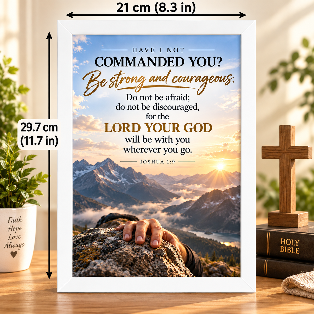 Joshua 1:9  Bible Verse Frame – Be Strong & Courageous