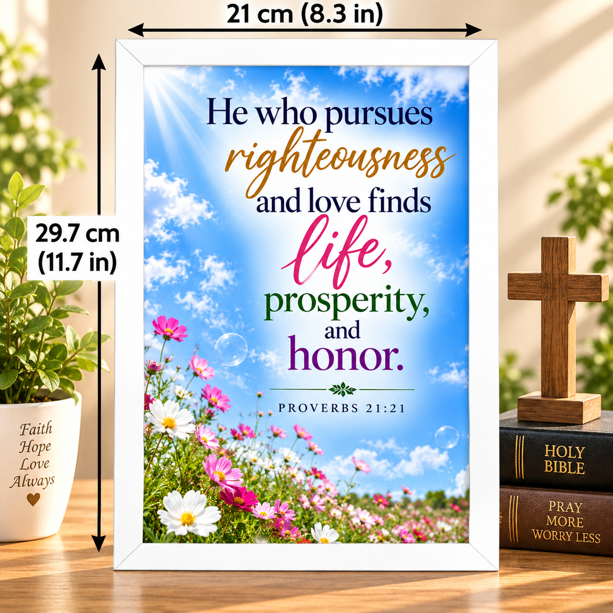 Proverbs 21:21  Bible Verse Frame – Righteousness & Love