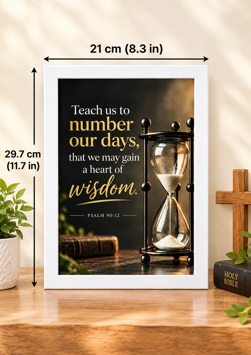 Psalm 90:12 A4 Bible Verse Frame – Heart of Wisdom