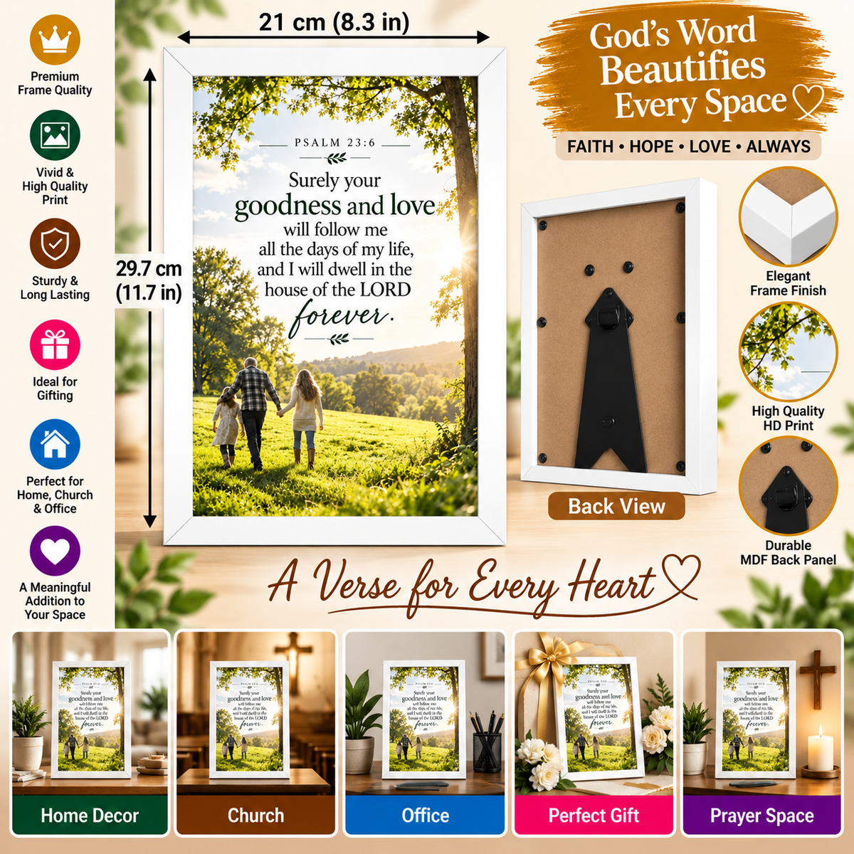 Psalm 23:6  Bible Verse Frame – Goodness and Love