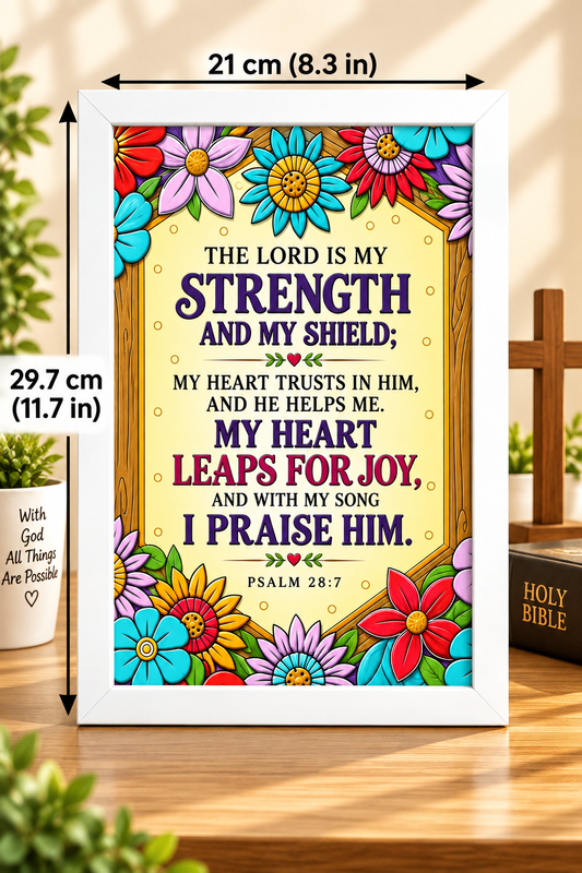 Psalm 28:7 Bible Verse Frame – The Lord Is My Strength